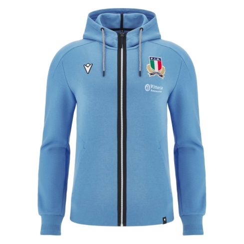 Italy Rugby Sky Blue Cotton Hoodie 2024/25 - Macron
