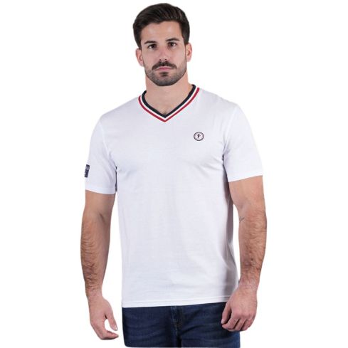 Organic Cotton Rugby V-neck T-shirt White - Ruckfield
