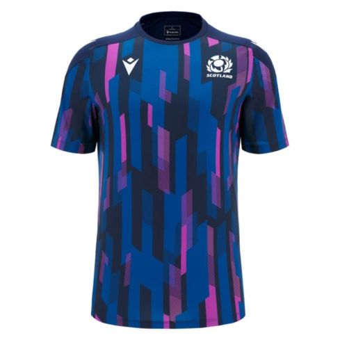 Scotland Player Rugby Warm-up T-shirt 2025/2026 Graphic Blue - Macron