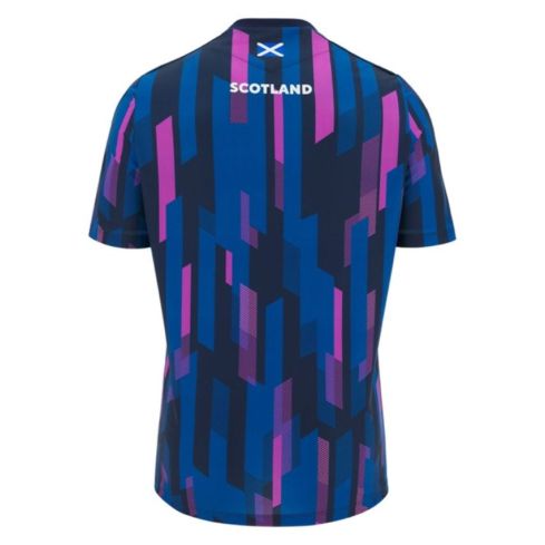 Scotland Rugby Player Warm-Up T-shirt 2025/2026 Blue Graphic - Macron