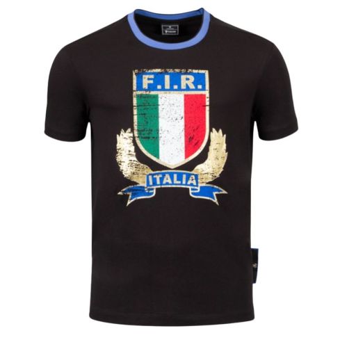 Italy Rugby Supporter T-shirt 2025/2026 Black - Macron